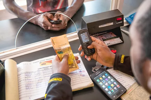Bank Transaction in Johannesburg, South Africa.